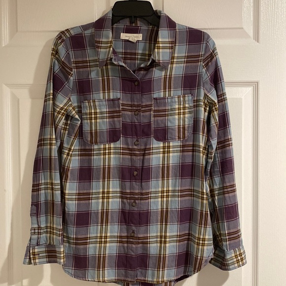 Treasure Bond Tops - Treasure Bond womens plaid button down shirt